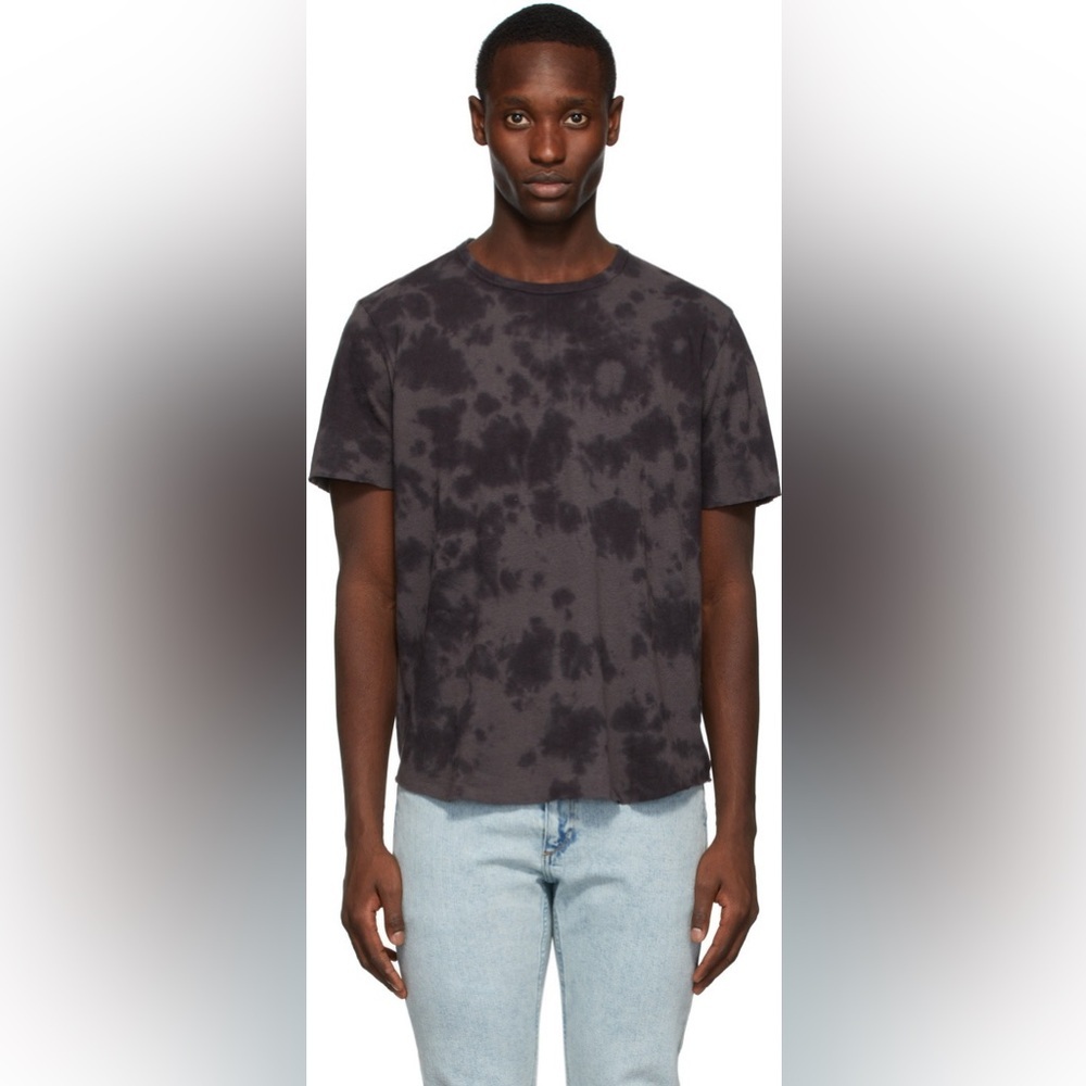 rag & bone Grey Haydon Tie Dye Short Sleeve Linen Cotton Blend T-Shirt‎ Medium